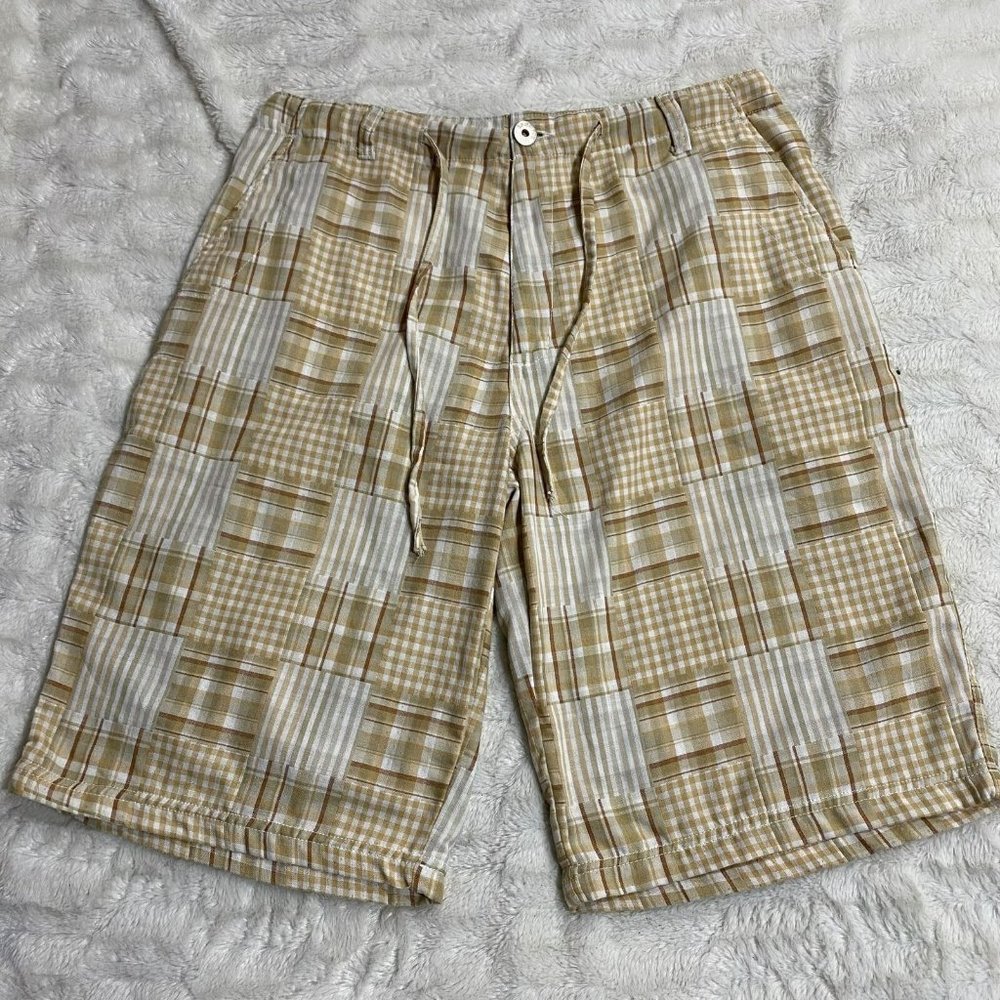 Bare Fox Men's Multicolor Polyester Slash Pocket Checkered Chino Shorts Size 36